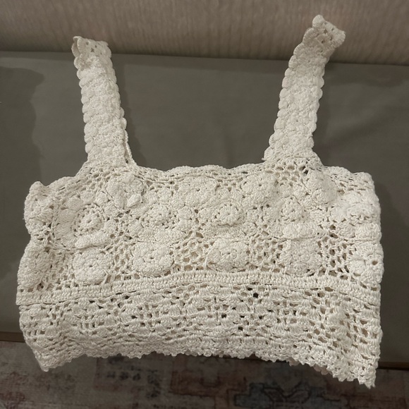 Free People Cream Crochet Tank Top/ XS - Picture 2 of 3